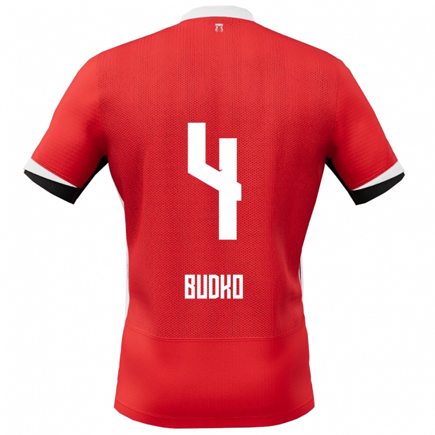 גברים Bogdan Budko #4 אדום לבן ג'רזי ביתית 2025/26 חולצה קצרה