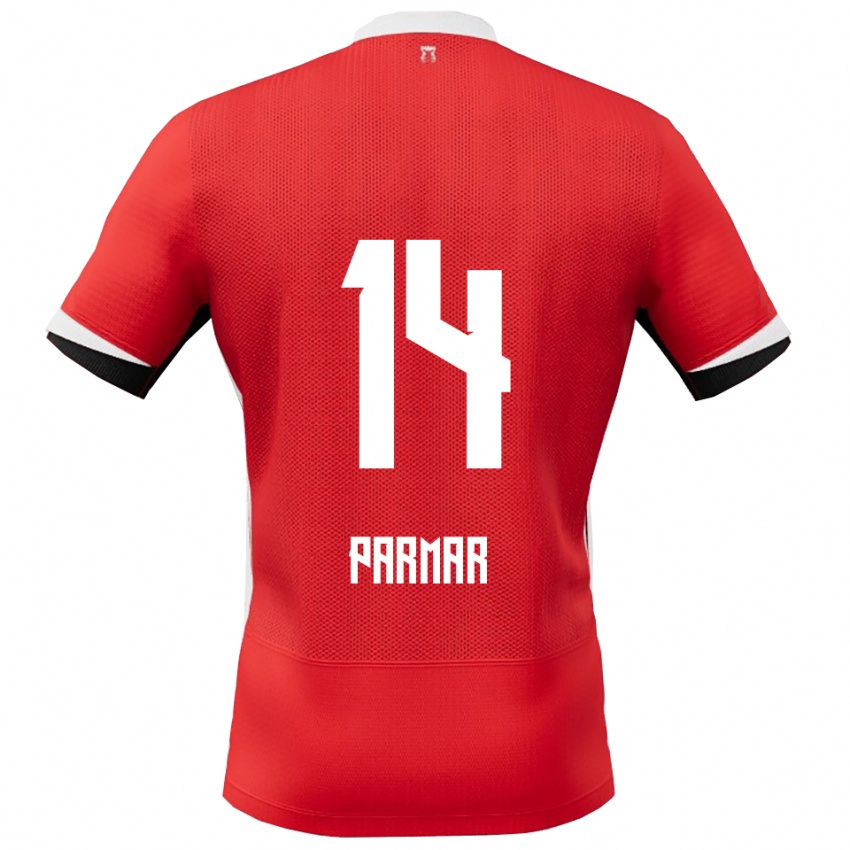 גברים Aryan Parmar #14 אדום לבן ג'רזי ביתית 2025/26 חולצה קצרה