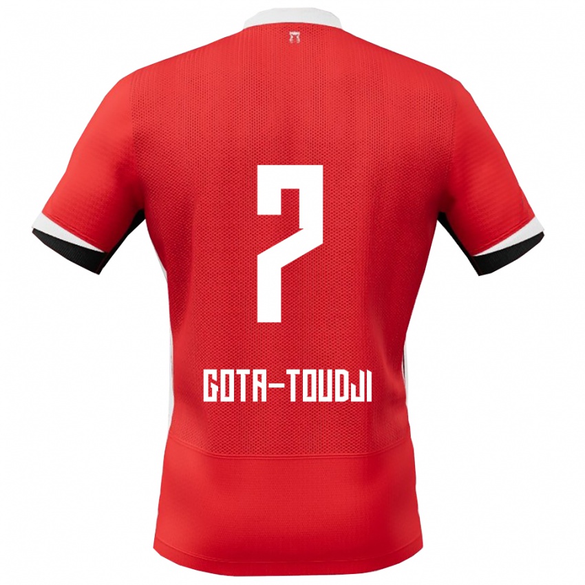 גברים Mawulom Gota-Toudji #7 אדום לבן ג'רזי ביתית 2025/26 חולצה קצרה