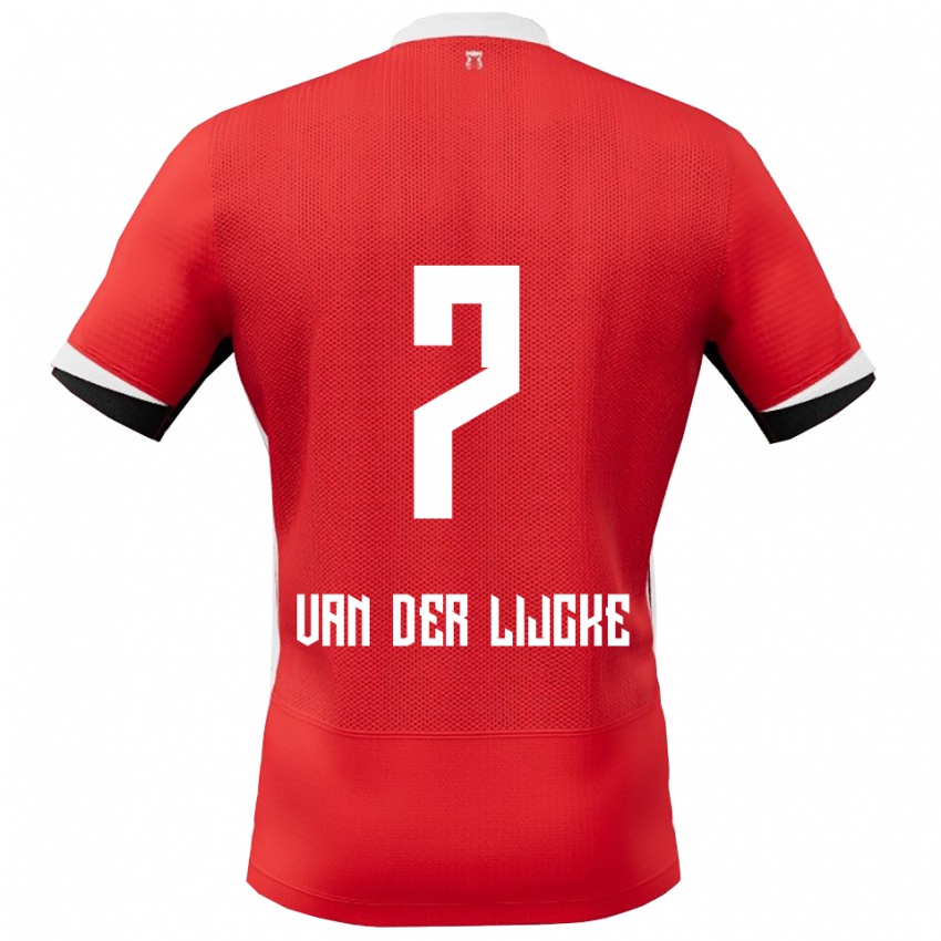 גברים Donny Van Der Lijcke #7 אדום לבן ג'רזי ביתית 2025/26 חולצה קצרה