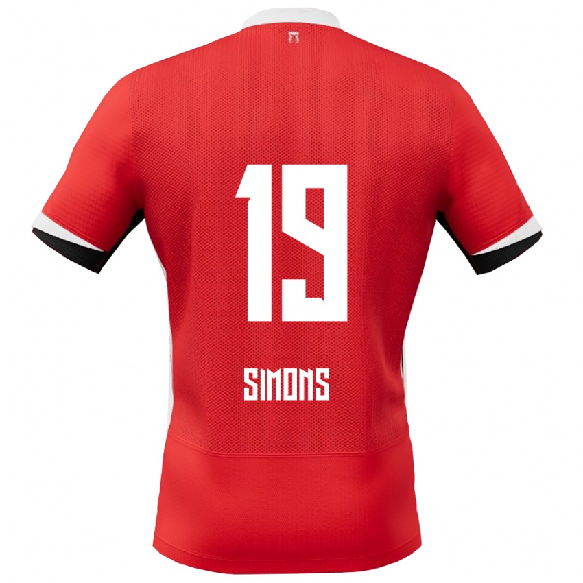 גברים Saviola Simons #19 אדום לבן ג'רזי ביתית 2025/26 חולצה קצרה