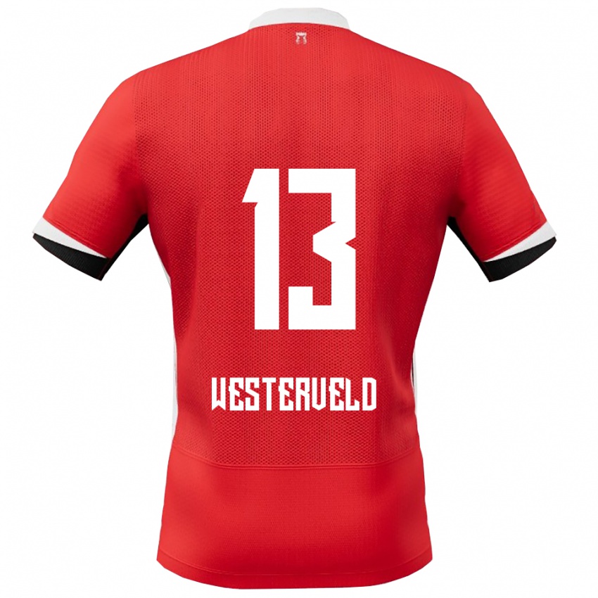 גברים Sem Westerveld #13 אדום לבן ג'רזי ביתית 2025/26 חולצה קצרה