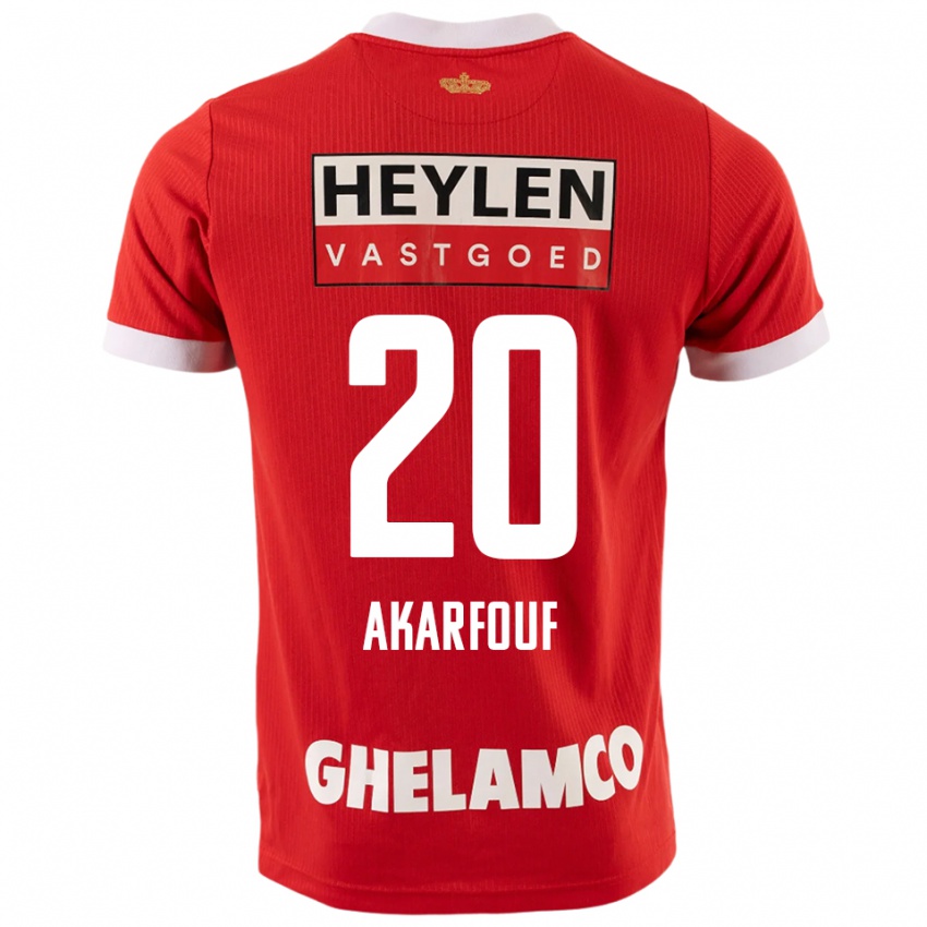 גברים Hamza Akarfouf #20 אדום לבן ג'רזי ביתית 2025/26 חולצה קצרה