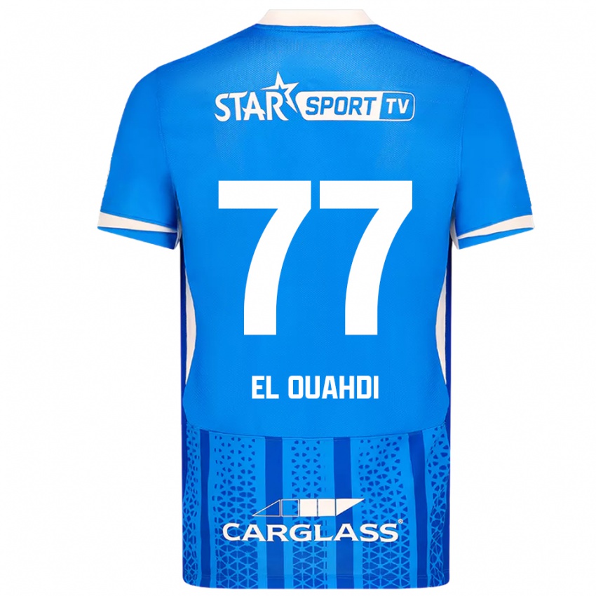 גברים זכריה אל אואהדי #77 כחול לבן ג'רזי ביתית 2025/26 חולצה קצרה