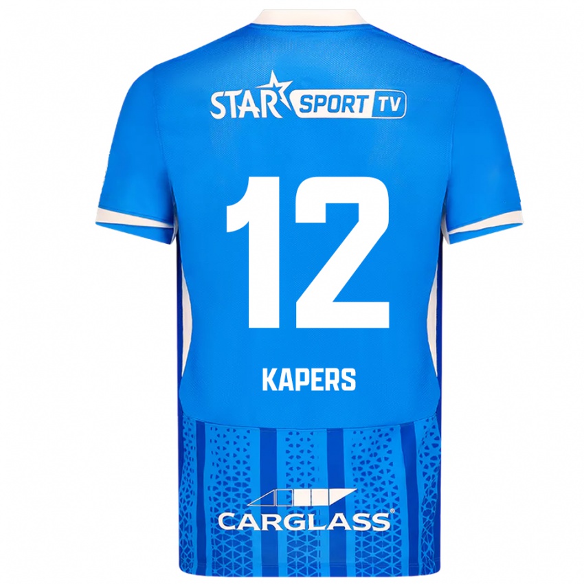 גברים Wout Kapers #12 כחול לבן ג'רזי ביתית 2025/26 חולצה קצרה