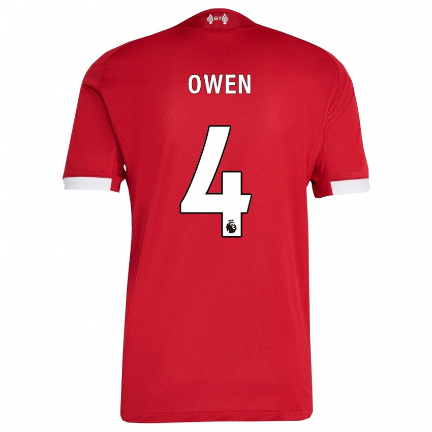 גברים Harvey Owen #4 אדום לבן ג'רזי ביתית 2025/26 חולצה קצרה