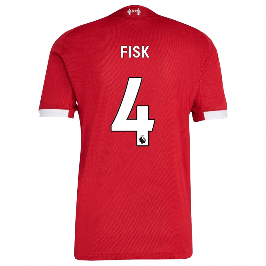 גברים גרייס פיסק #4 אדום לבן ג'רזי ביתית 2025/26 חולצה קצרה