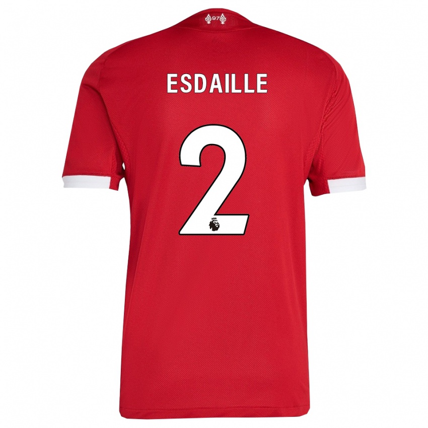 גברים Dj Esdaille #2 אדום לבן ג'רזי ביתית 2025/26 חולצה קצרה