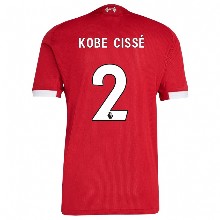 גברים Prince Kobe Cissé #2 אדום לבן ג'רזי ביתית 2025/26 חולצה קצרה