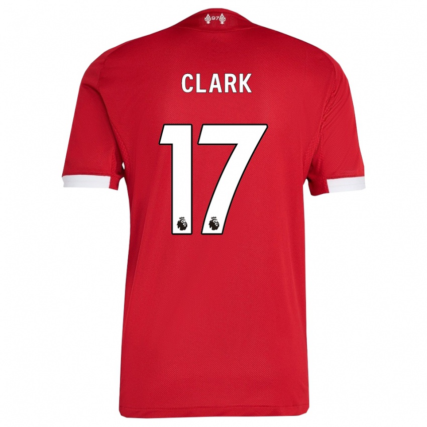 גברים ג'נה קלארק #17 אדום לבן ג'רזי ביתית 2025/26 חולצה קצרה