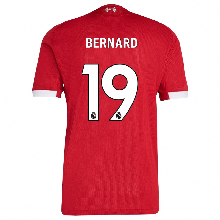 גברים Dj Bernard #19 אדום לבן ג'רזי ביתית 2025/26 חולצה קצרה
