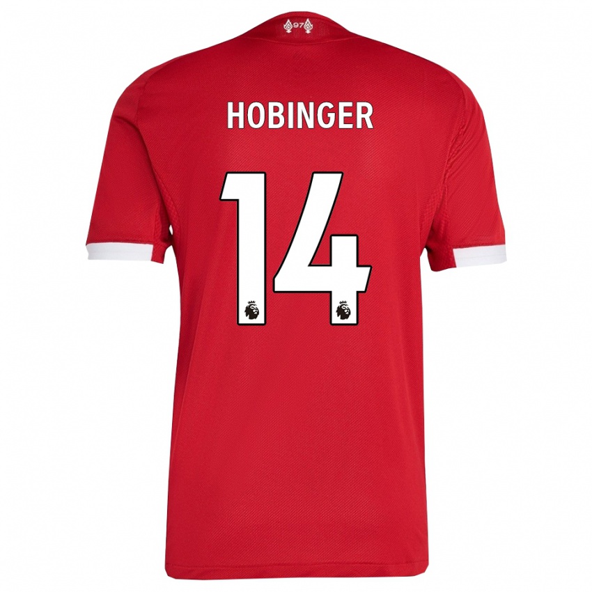 גברים Marie Höbinger #14 אדום לבן ג'רזי ביתית 2025/26 חולצה קצרה