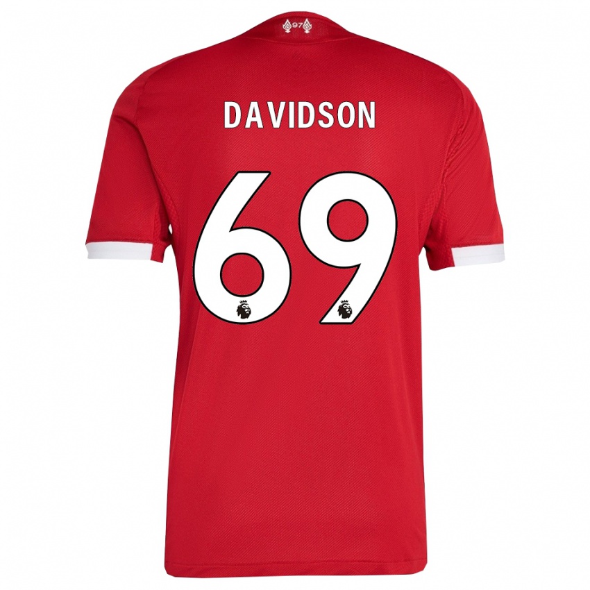 גברים ג'וש דיווידסון #69 אדום לבן ג'רזי ביתית 2025/26 חולצה קצרה