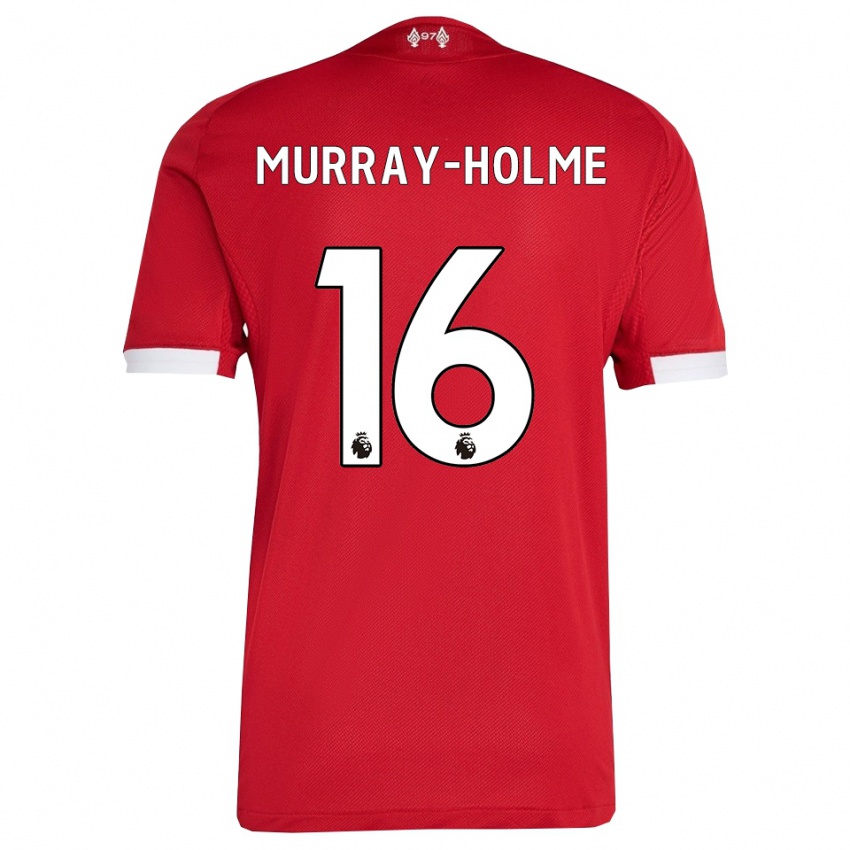 גברים Hadyn Murray-Holme #16 אדום לבן ג'רזי ביתית 2025/26 חולצה קצרה