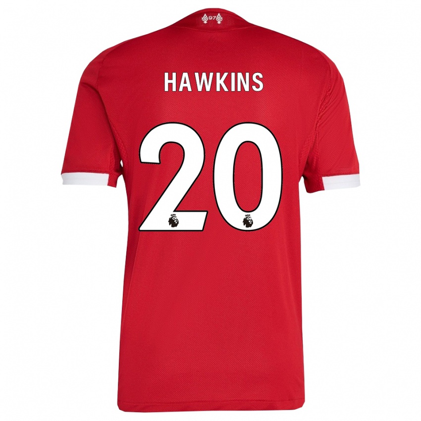 גברים Max Hawkins #20 אדום לבן ג'רזי ביתית 2025/26 חולצה קצרה