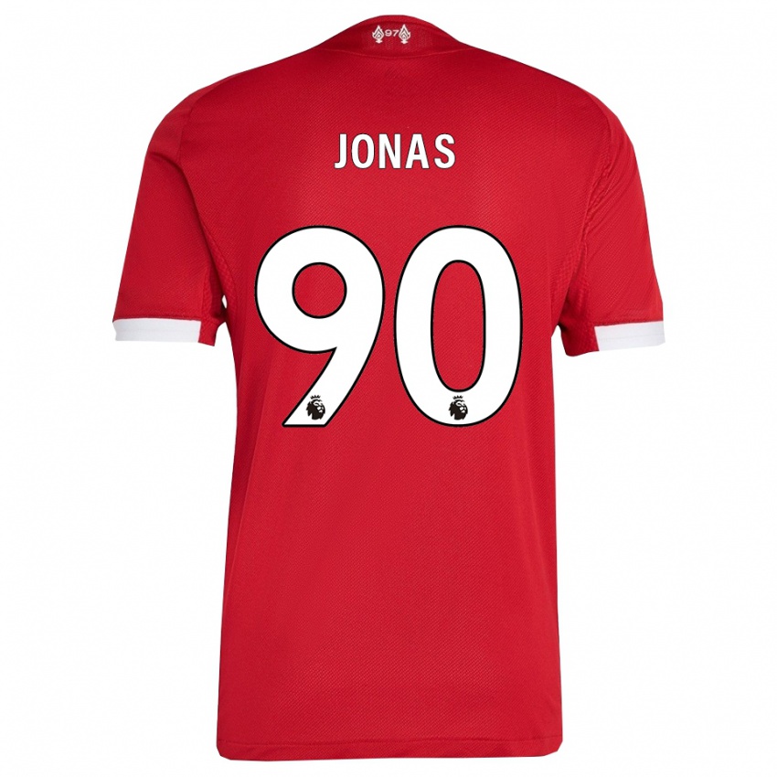 גברים לי ג'ונאס #90 אדום לבן ג'רזי ביתית 2025/26 חולצה קצרה