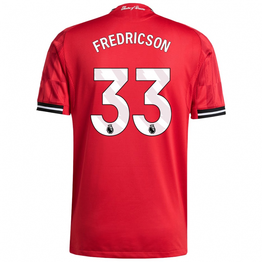 גברים Tyler Fredricson #33 אדום שחור לבן ג'רזי ביתית 2025/26 חולצה קצרה