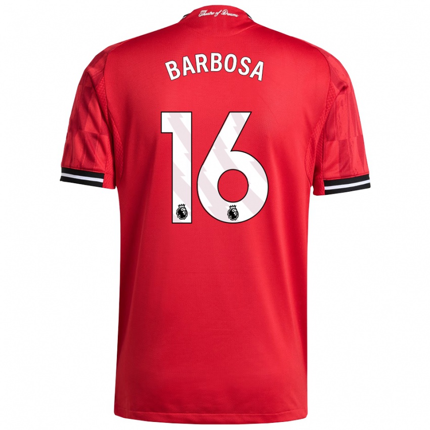 גברים Neithan Barbosa #16 אדום שחור לבן ג'רזי ביתית 2025/26 חולצה קצרה