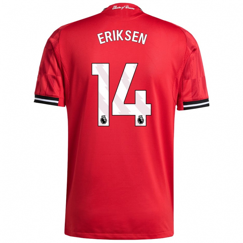 גברים כריסטיאן אריקסן #14 אדום שחור לבן ג'רזי ביתית 2025/26 חולצה קצרה