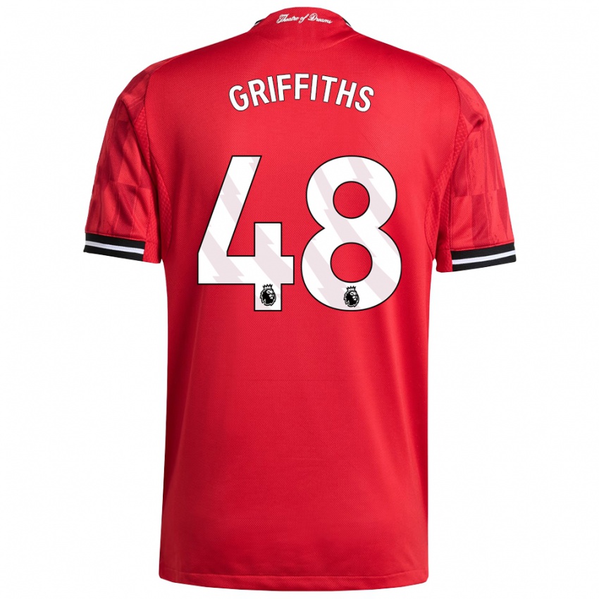 גברים מארד גריפית'ס #48 אדום שחור לבן ג'רזי ביתית 2025/26 חולצה קצרה