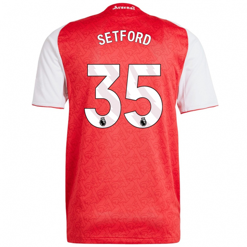גברים Tommy Setford #35 אדום לבן ג'רזי ביתית 2025/26 חולצה קצרה