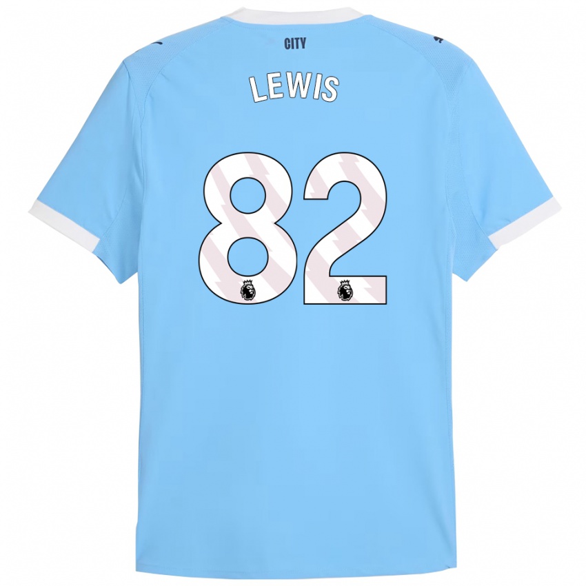 גברים Rico Lewis #82 תכלת לבן ג'רזי ביתית 2025/26 חולצה קצרה
