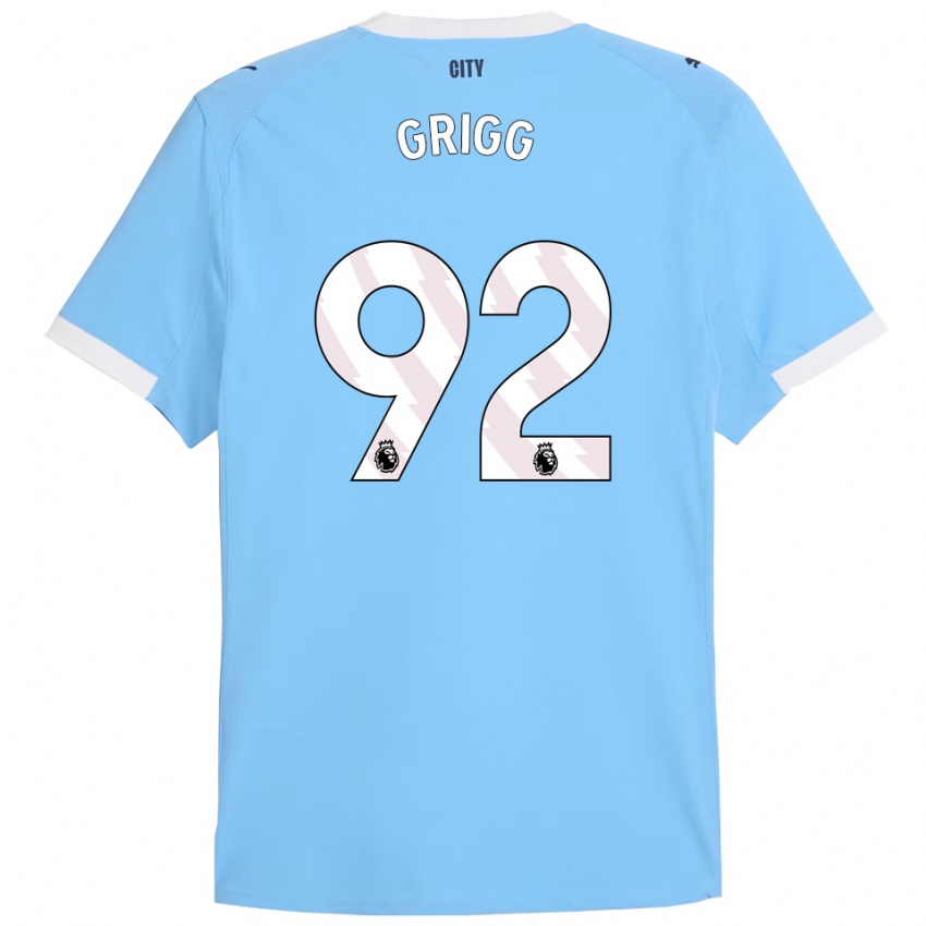 גברים פינלי גריג #92 תכלת לבן ג'רזי ביתית 2025/26 חולצה קצרה