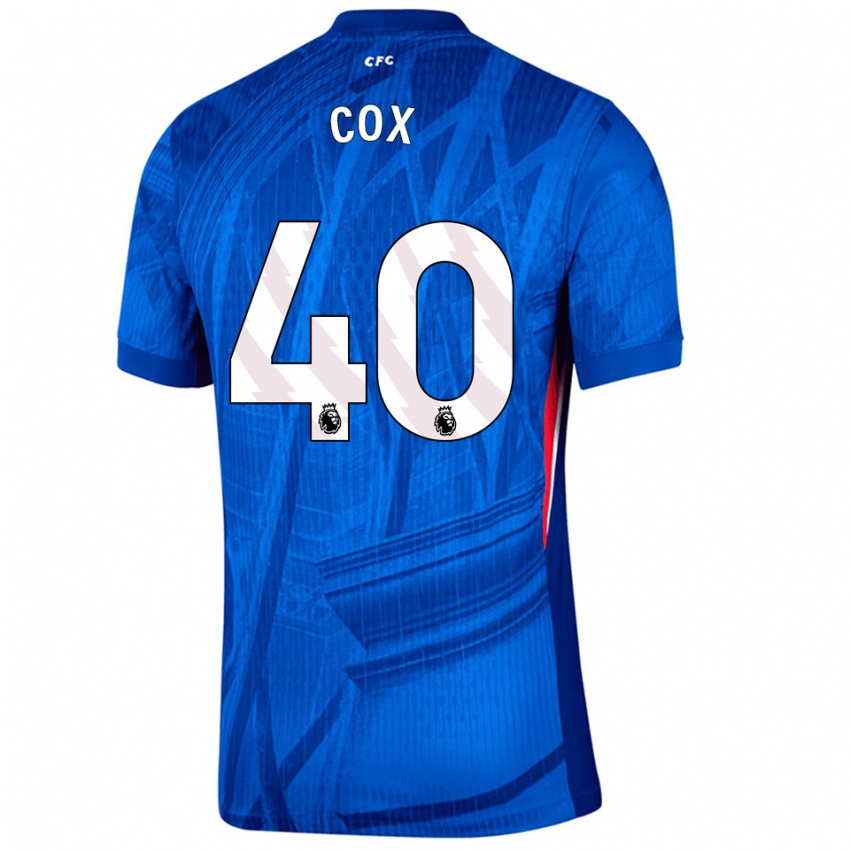גברים Katie Cox #40 כחול לבן ג'רזי ביתית 2025/26 חולצה קצרה