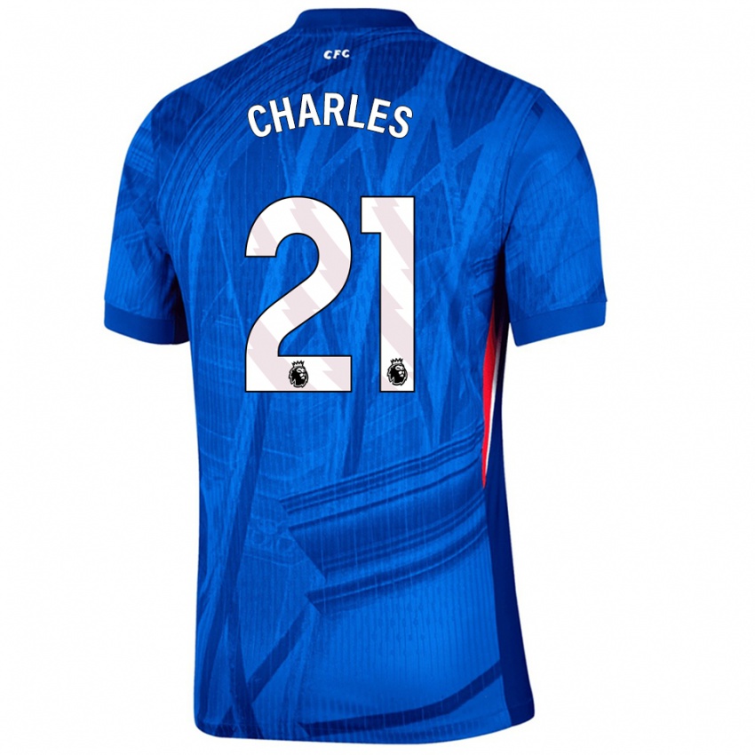 גברים ניאם צ'ארלס #21 כחול לבן ג'רזי ביתית 2025/26 חולצה קצרה