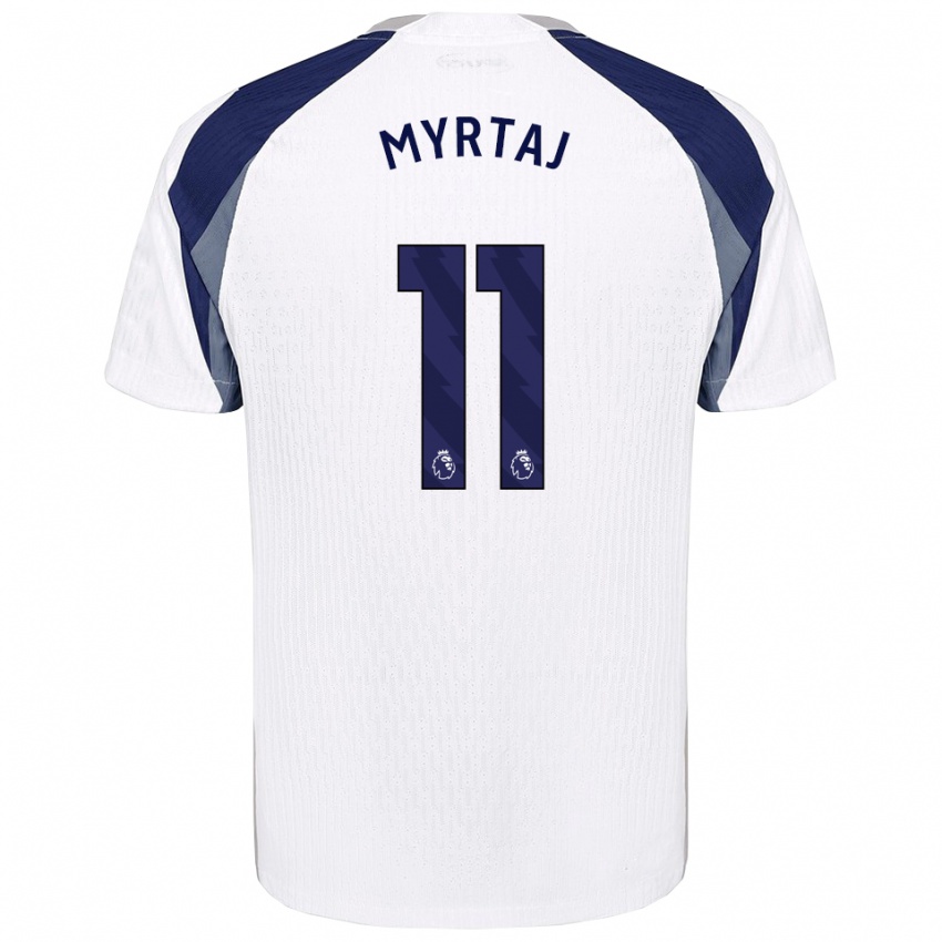 גברים Leon Myrtaj #11 לבן נייבי ג'רזי ביתית 2025/26 חולצה קצרה