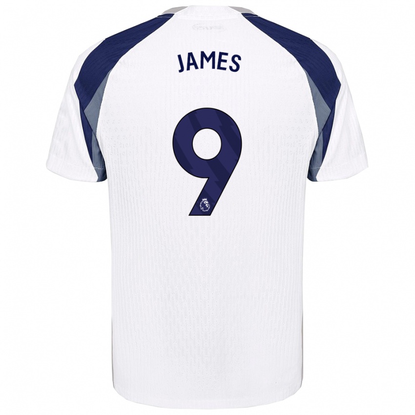 גברים הרבי ג'יימס #9 לבן נייבי ג'רזי ביתית 2025/26 חולצה קצרה