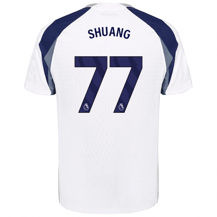 גברים וואנג שואנג #77 לבן נייבי ג'רזי ביתית 2025/26 חולצה קצרה