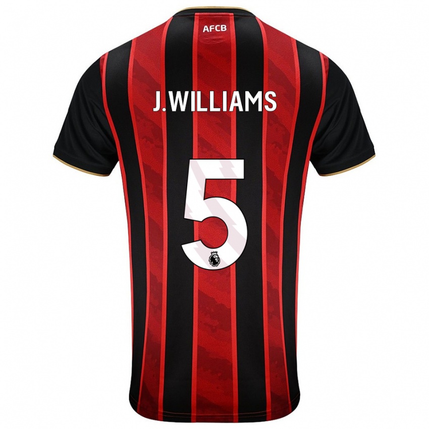 גברים ג'יי ויליאמס #5 אדום שחור ג'רזי ביתית 2025/26 חולצה קצרה