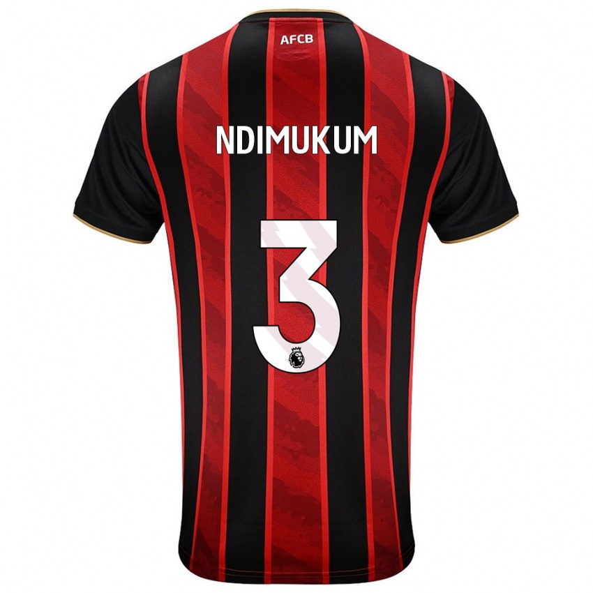 גברים Dane Ndimukum #3 אדום שחור ג'רזי ביתית 2025/26 חולצה קצרה
