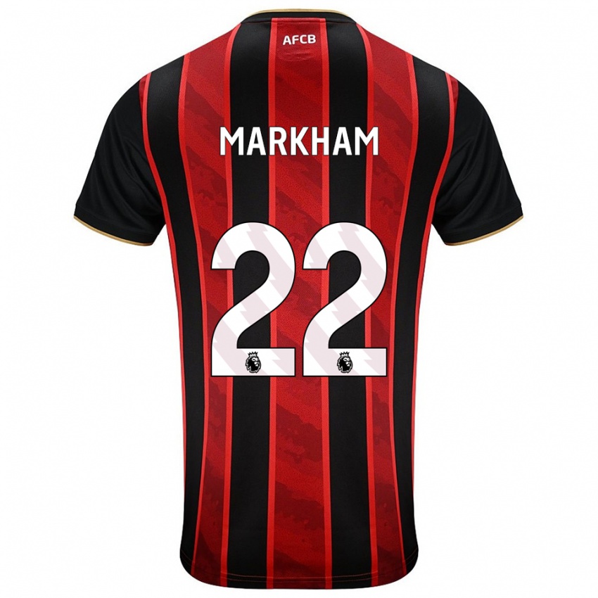 גברים Jenna Markham #22 אדום שחור ג'רזי ביתית 2025/26 חולצה קצרה