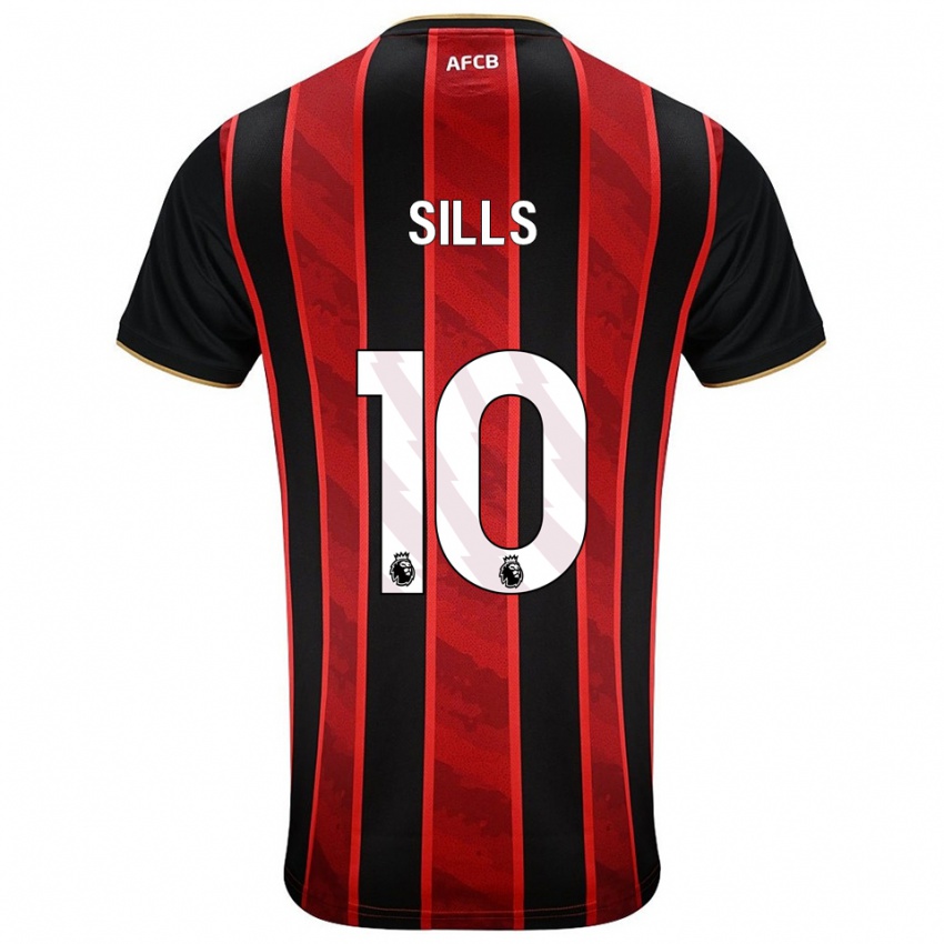 גברים Ethan Sills #10 אדום שחור ג'רזי ביתית 2025/26 חולצה קצרה