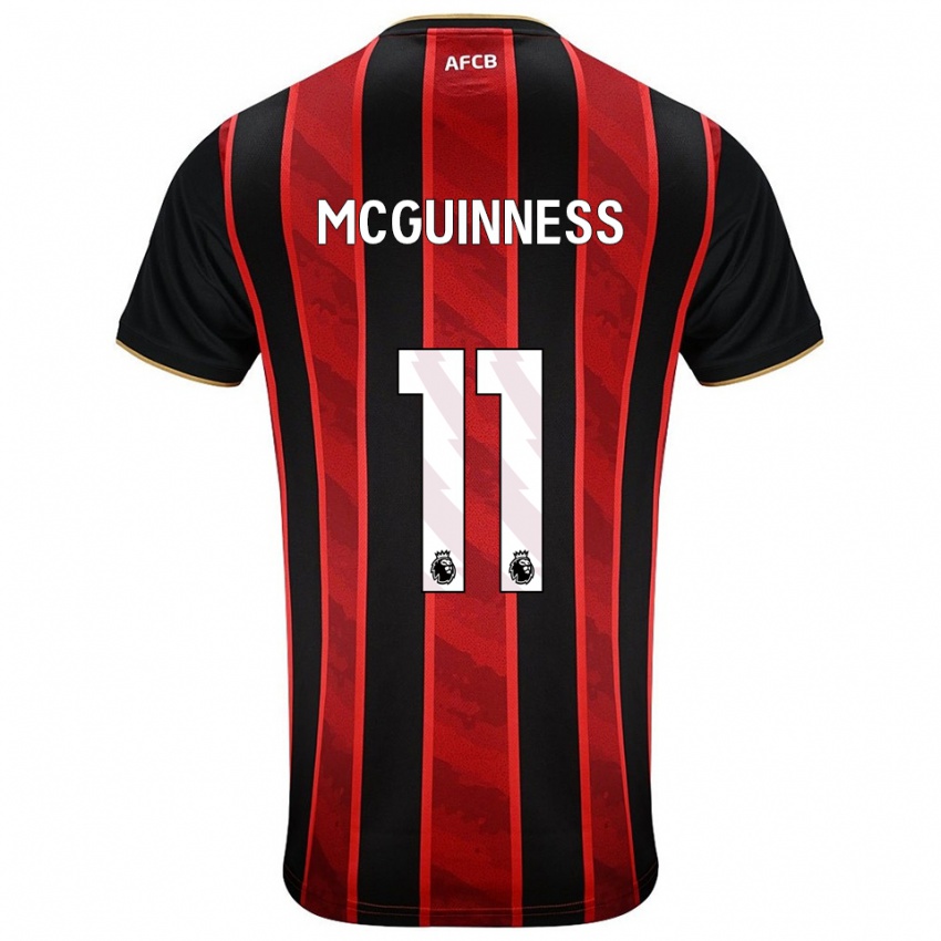 גברים ג'מה מקגינס #11 אדום שחור ג'רזי ביתית 2025/26 חולצה קצרה