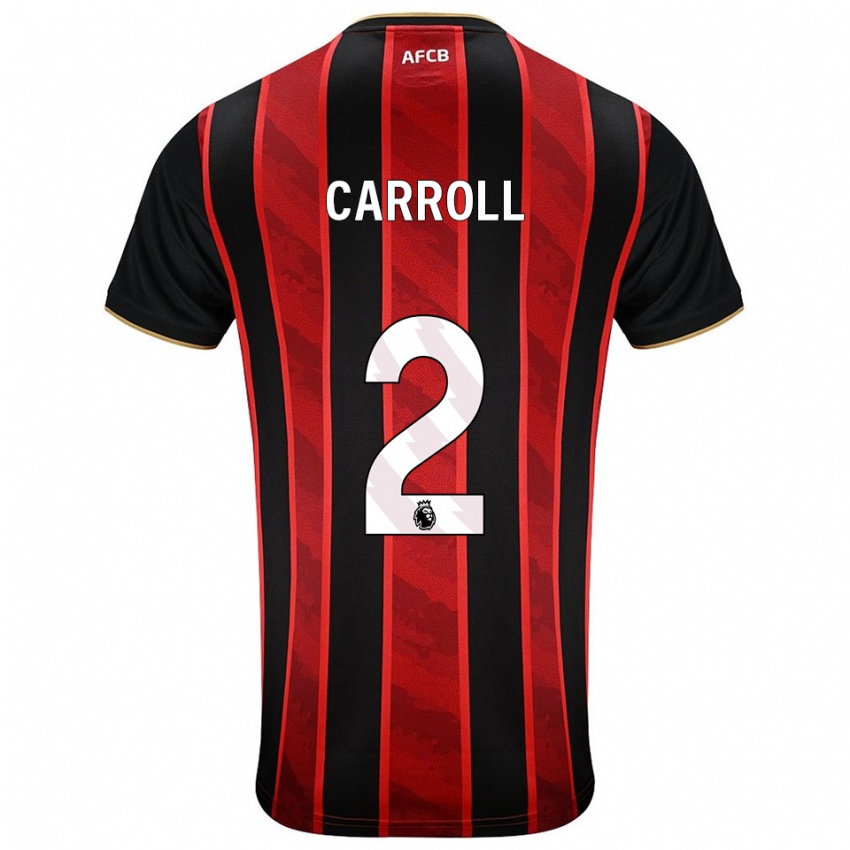גברים Ryan Carroll #2 אדום שחור ג'רזי ביתית 2025/26 חולצה קצרה