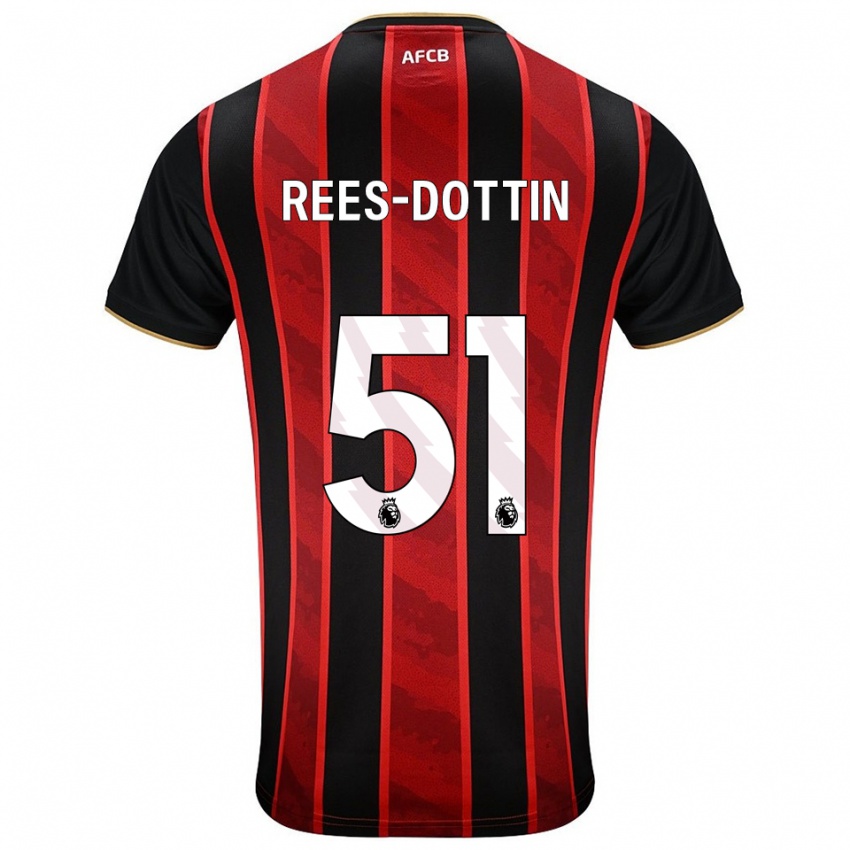 גברים Remy Rees-Dottin #51 אדום שחור ג'רזי ביתית 2025/26 חולצה קצרה