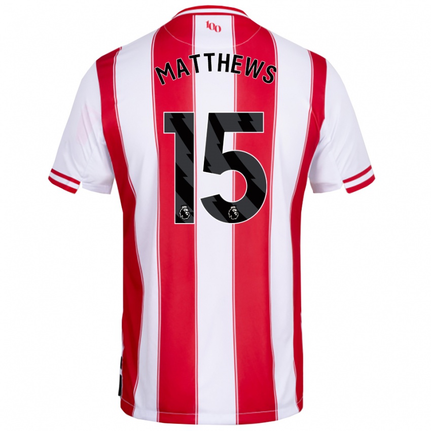 גברים Kirsty Matthews #15 אדום לבן ג'רזי ביתית 2025/26 חולצה קצרה