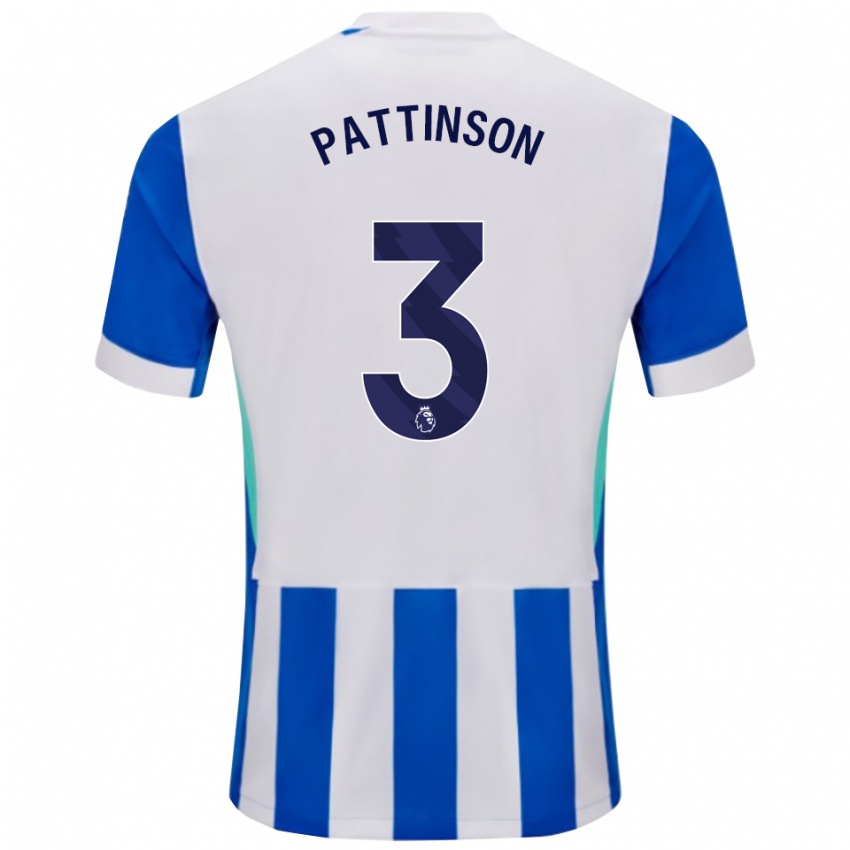גברים Poppy Pattinson #3 כחול לבן ג'רזי ביתית 2025/26 חולצה קצרה