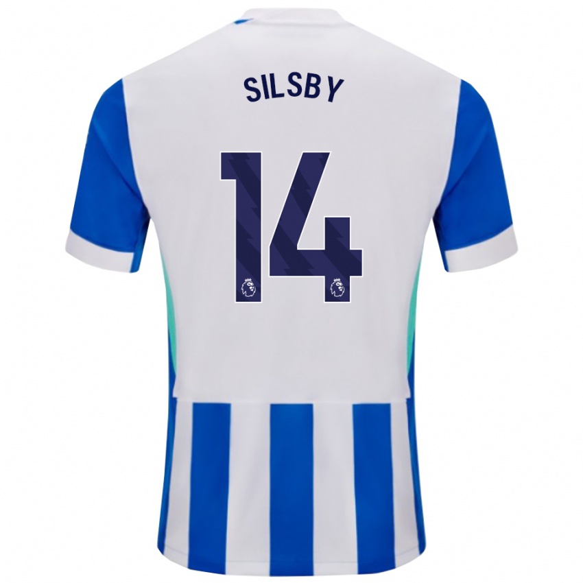 גברים Tyler Silsby #14 כחול לבן ג'רזי ביתית 2025/26 חולצה קצרה