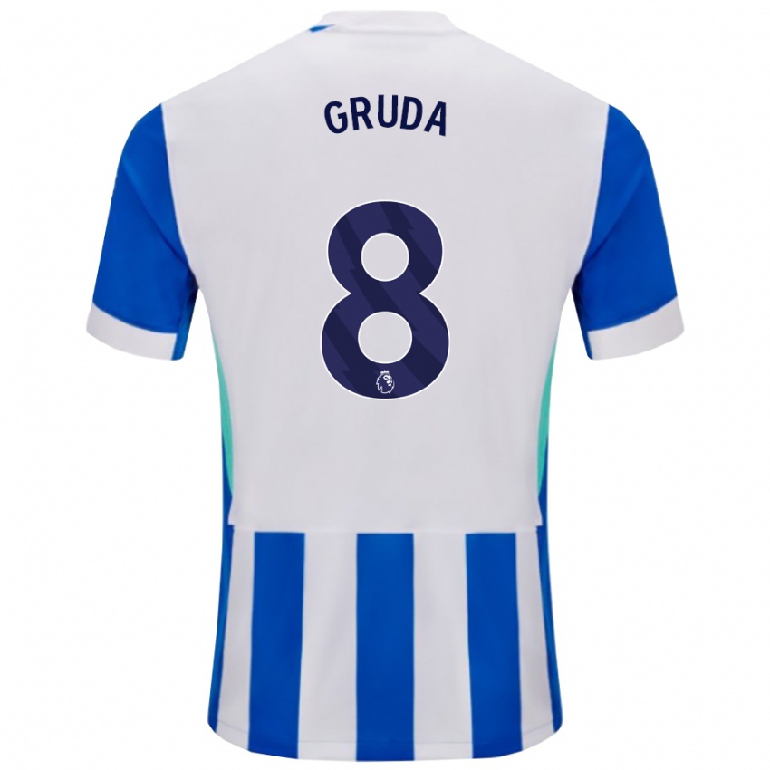 גברים Brajan Gruda #8 כחול לבן ג'רזי ביתית 2025/26 חולצה קצרה