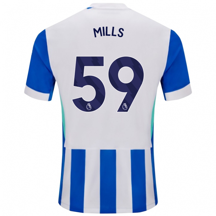 גברים הארי מילס #59 כחול לבן ג'רזי ביתית 2025/26 חולצה קצרה