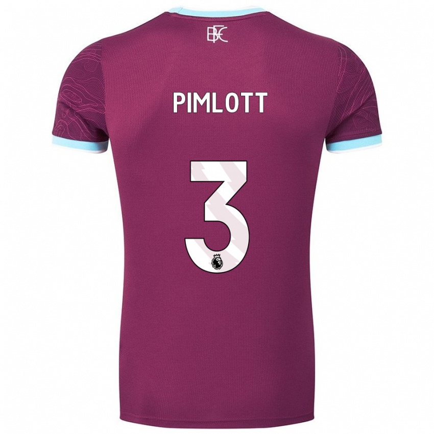 גברים Oliver Pimlott #3 בורדו תכלת ג'רזי ביתית 2025/26 חולצה קצרה