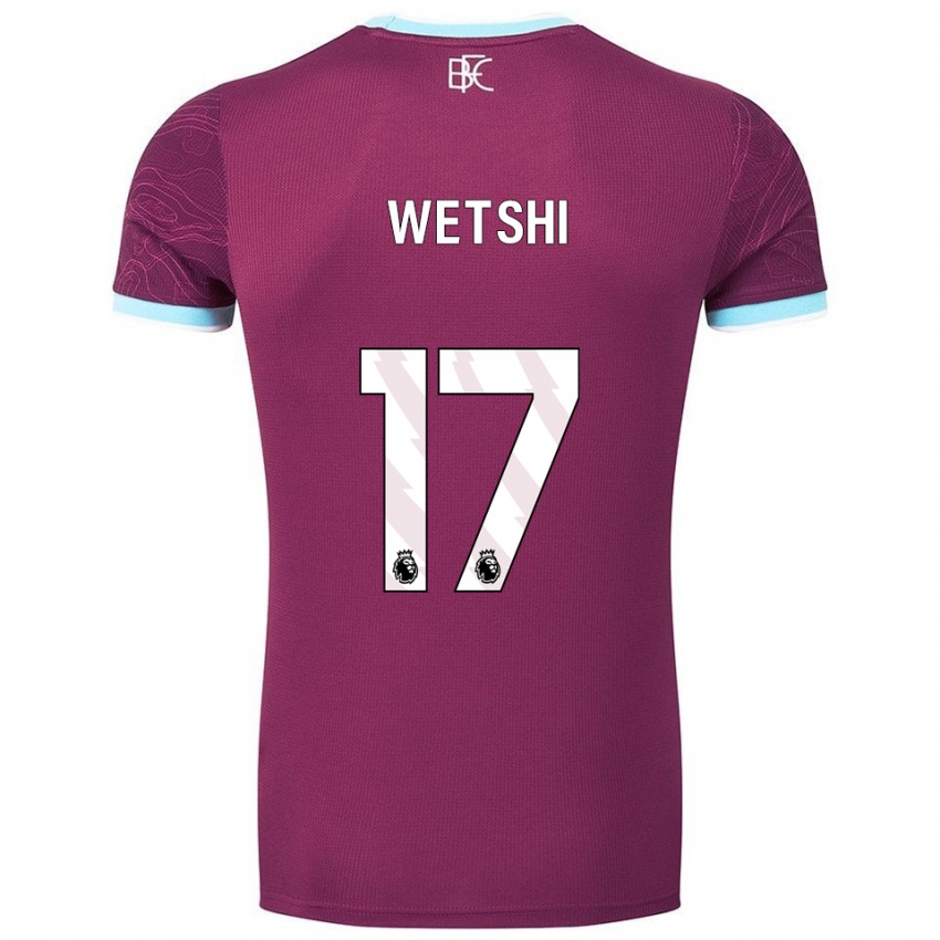 גברים Benji Wetshi #17 בורדו תכלת ג'רזי ביתית 2025/26 חולצה קצרה