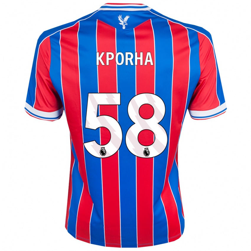 גברים Caleb Kporha #58 כחול אדום לבן ג'רזי ביתית 2025/26 חולצה קצרה