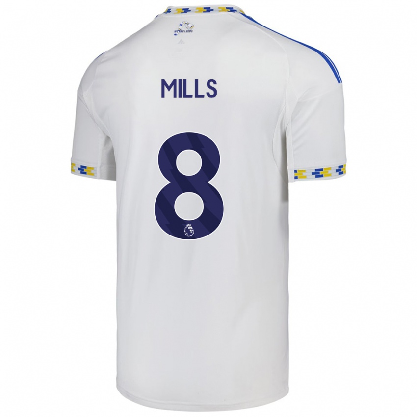 גברים Callum Mills #8 לבן כחול ג'רזי ביתית 2025/26 חולצה קצרה