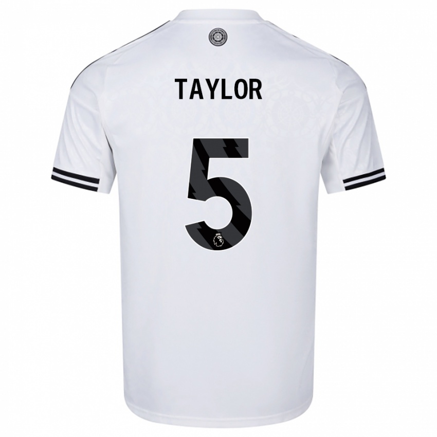 גברים Archie Taylor #5 לבן שחור ג'רזי ביתית 2025/26 חולצה קצרה