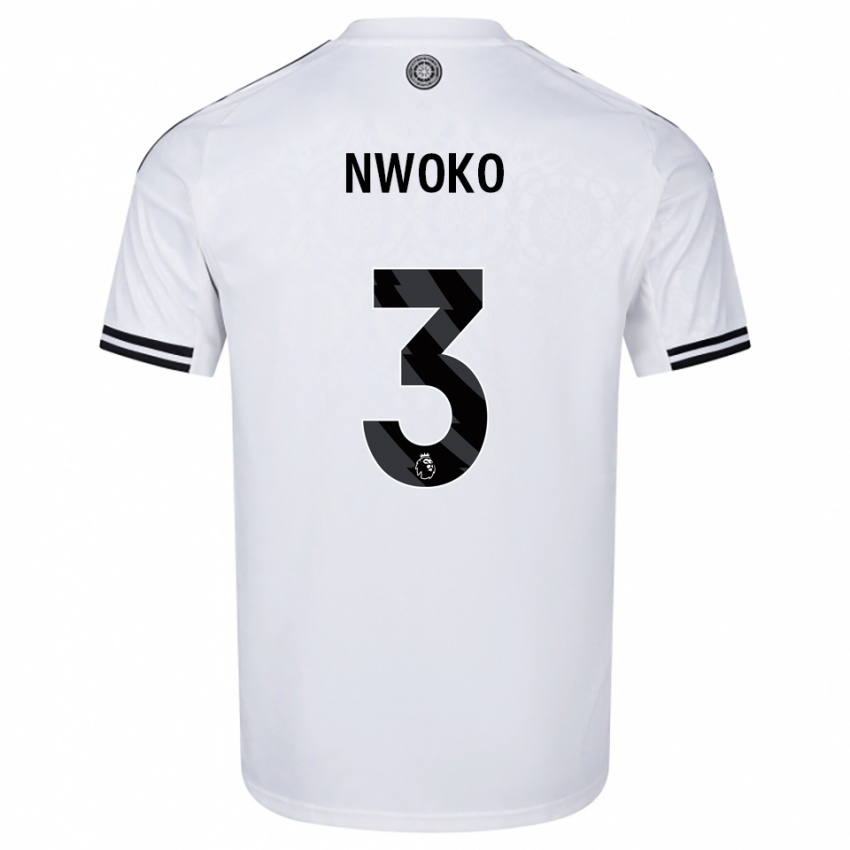גברים Chibuzo Nwoko #3 לבן שחור ג'רזי ביתית 2025/26 חולצה קצרה